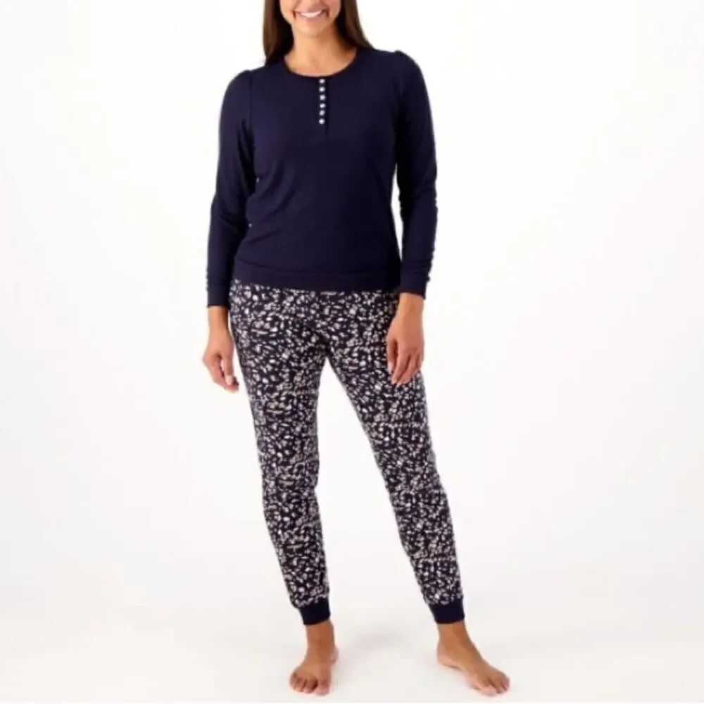 Splendid Waffle Mixed Puff Sleeve Top and Jogger Lounge Set